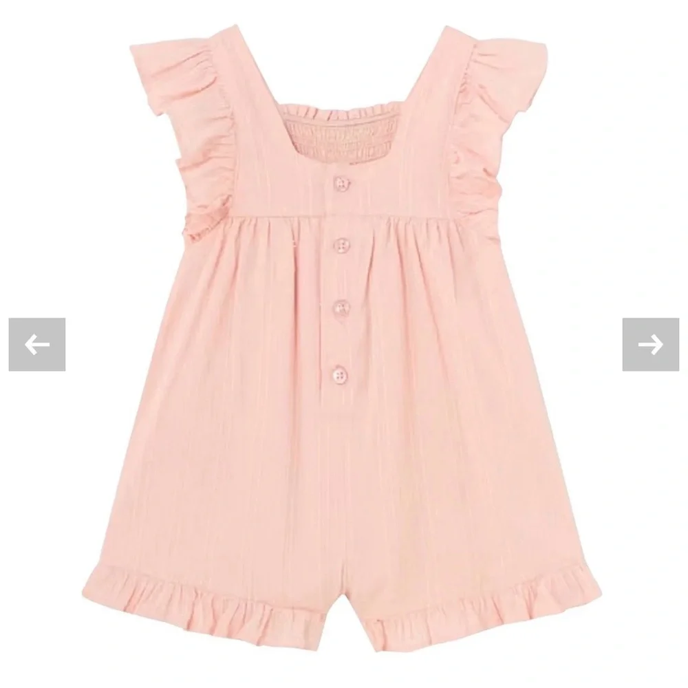 Mayoral Smocked Cotton Baby Girls Play Romper Peach Size 6 Months